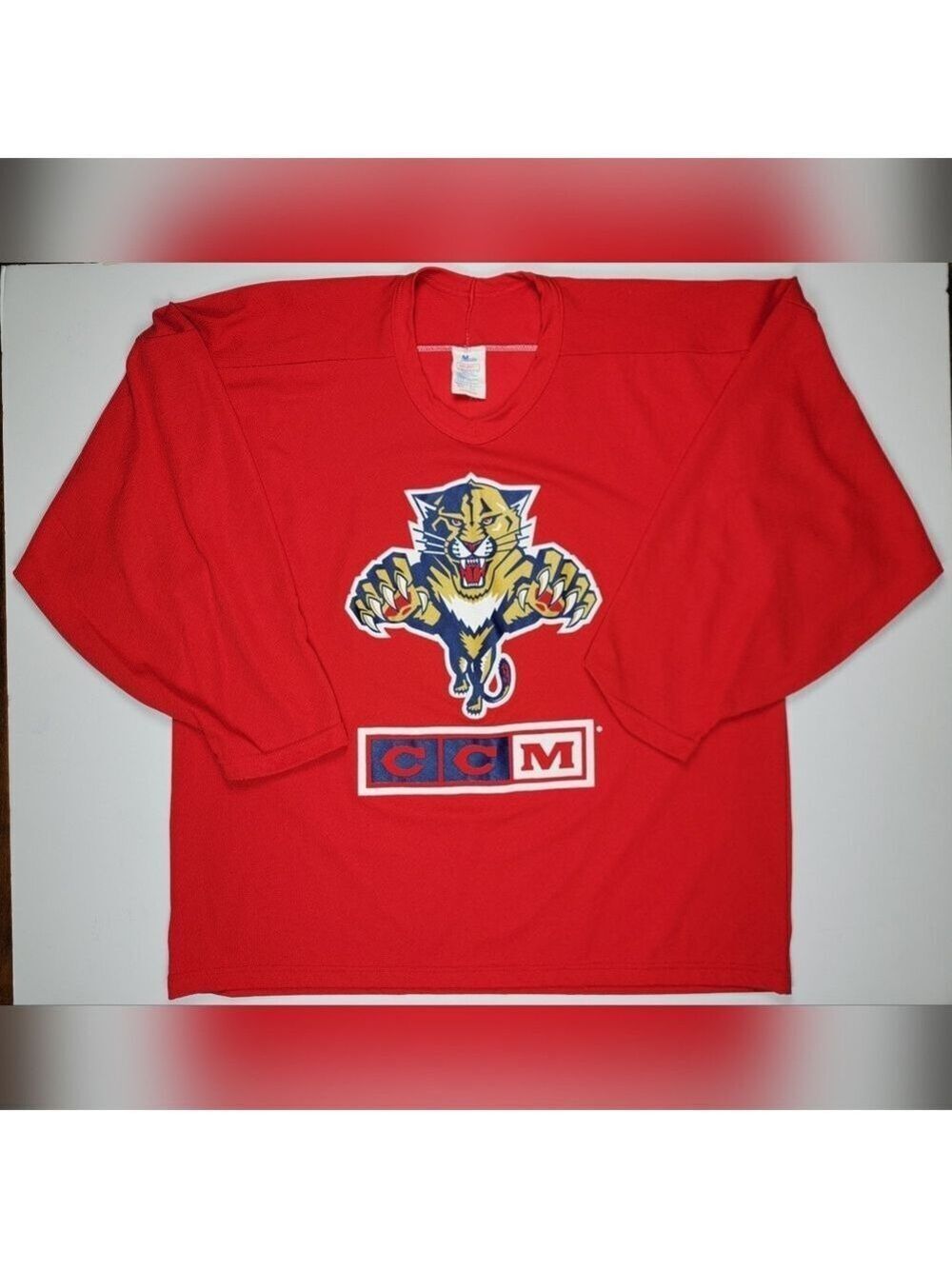 Vintage 90s Florida Panthers Jersey Red CCM Maska Made in USA Mens XL RARE Color